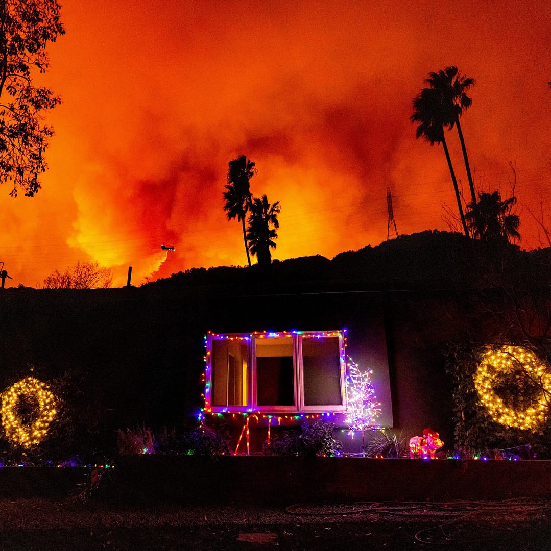 Some homeowners were defying evacuation orders in Mandeville Canyon.