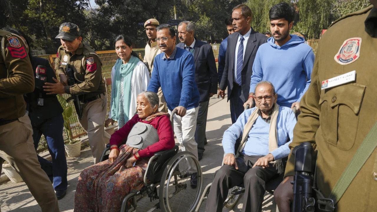Delhi polls: Arvind Kejriwal casts vote with family; parents in wheelchairs