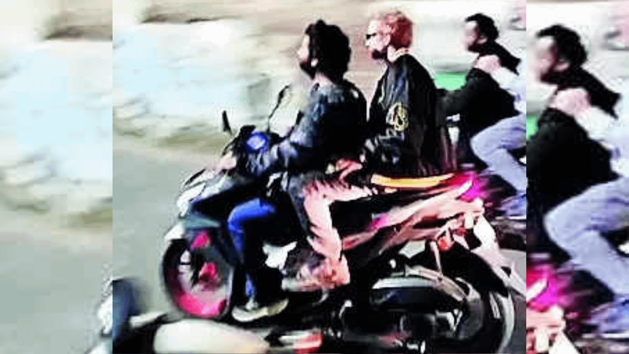 Shape of them: Spotted in Bengal, Ed Sheeran riding Arijit’s scooter