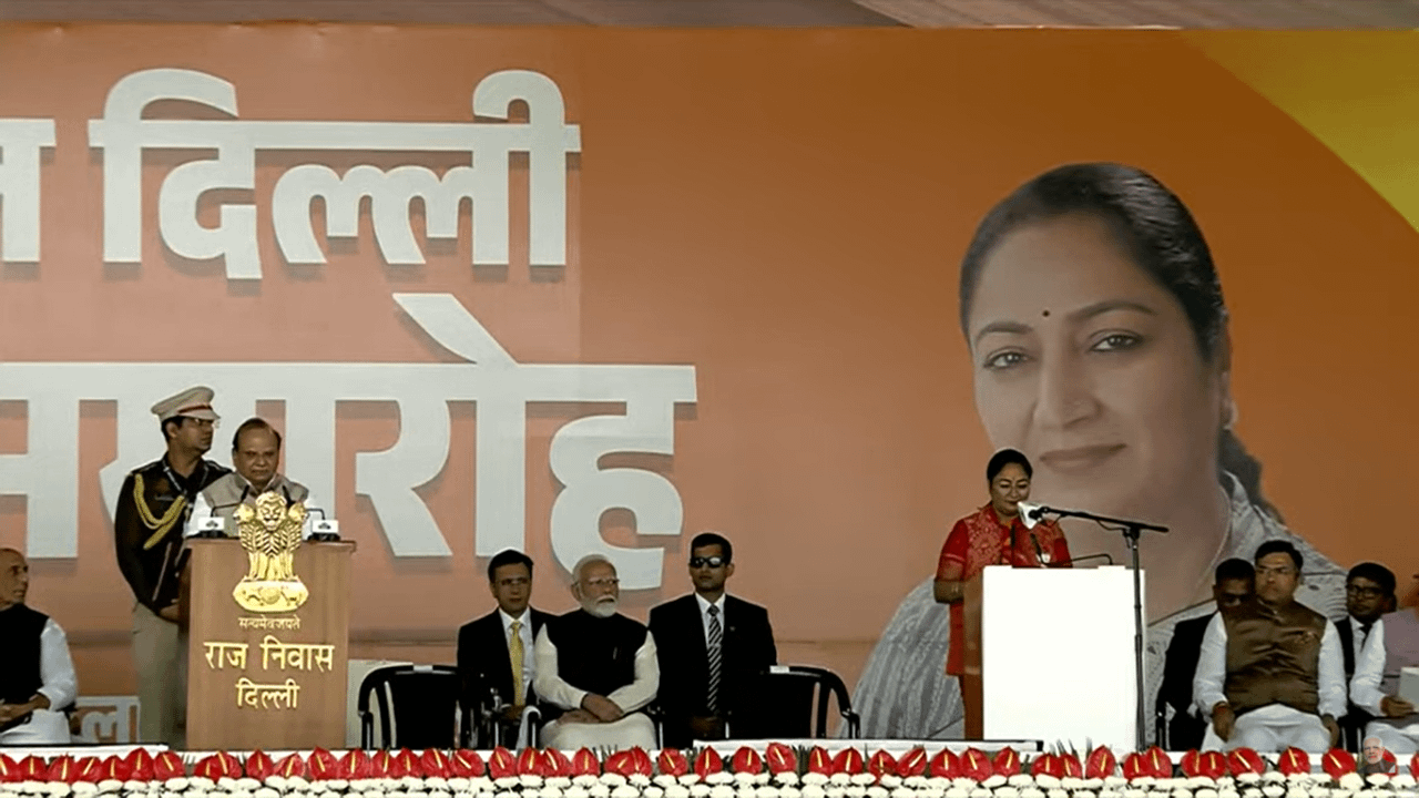 Rekha Gupta takes oath as Delhi CM in presence of PM Modi, top NDA leaders