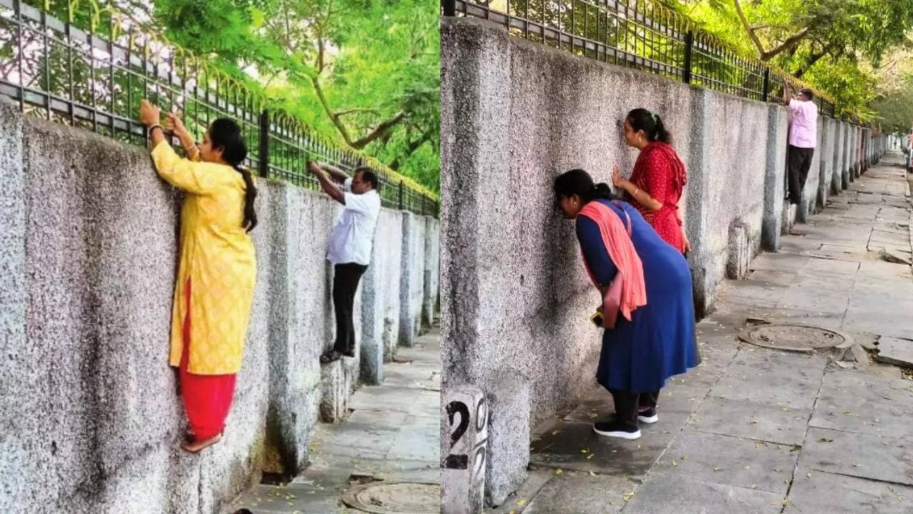 Viral photo: ‘Anxious’ parents scale school wall in Chennai during CBSE Class 10 exam