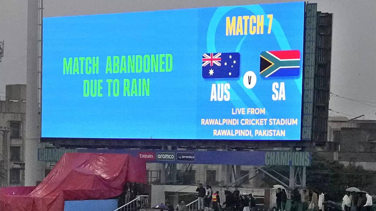 Champions Trophy: AUS vs SA clash abandoned due to rain