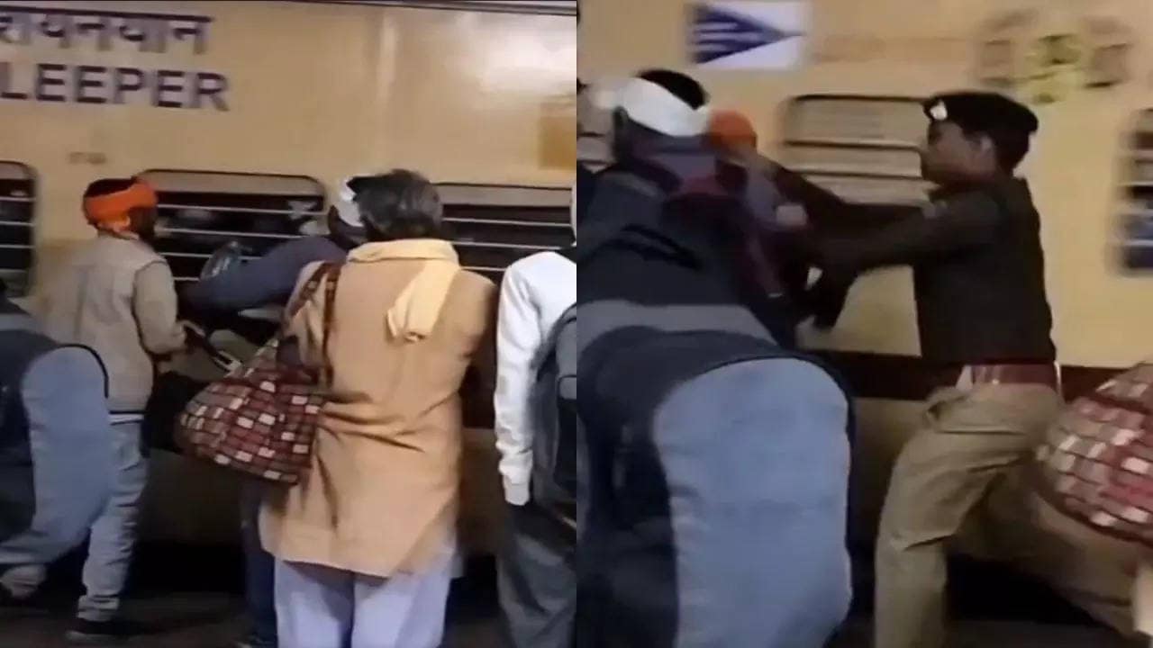 Watch: Cop’s instant reaction as man throws water at train passengers