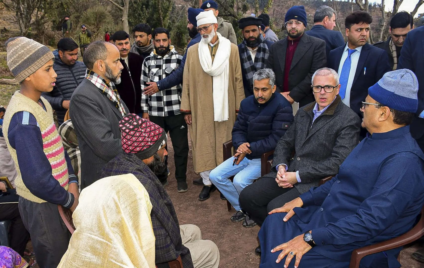 J&K CM visits Badhaal village, meets bereaved families