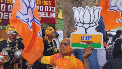 Celebrations start at BJP headquarters as party leads in Delhi, set for return