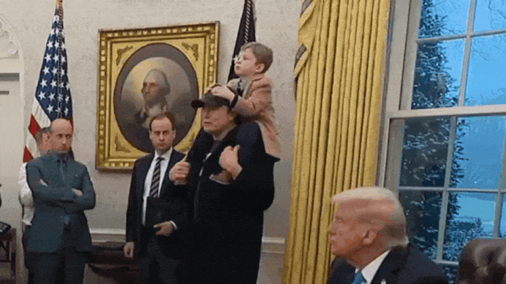 Watch: Elon Musk’s son, perched on his father’s shoulder, charms at Oval Office