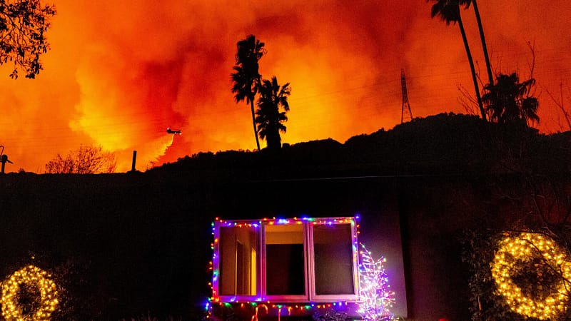 Some homeowners were defying evacuation orders in Mandeville Canyon.
