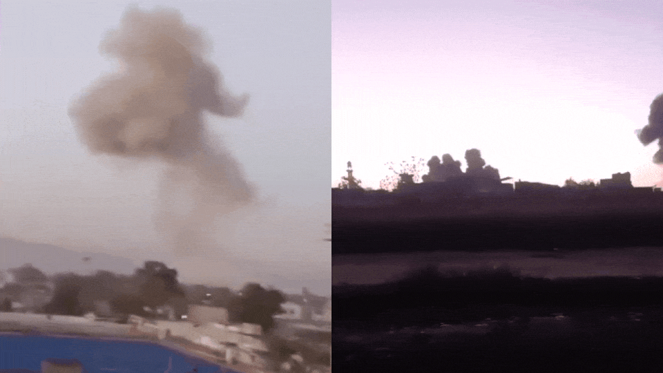 Plumes of smoke in sky after twin bombings target Pak military base – Video